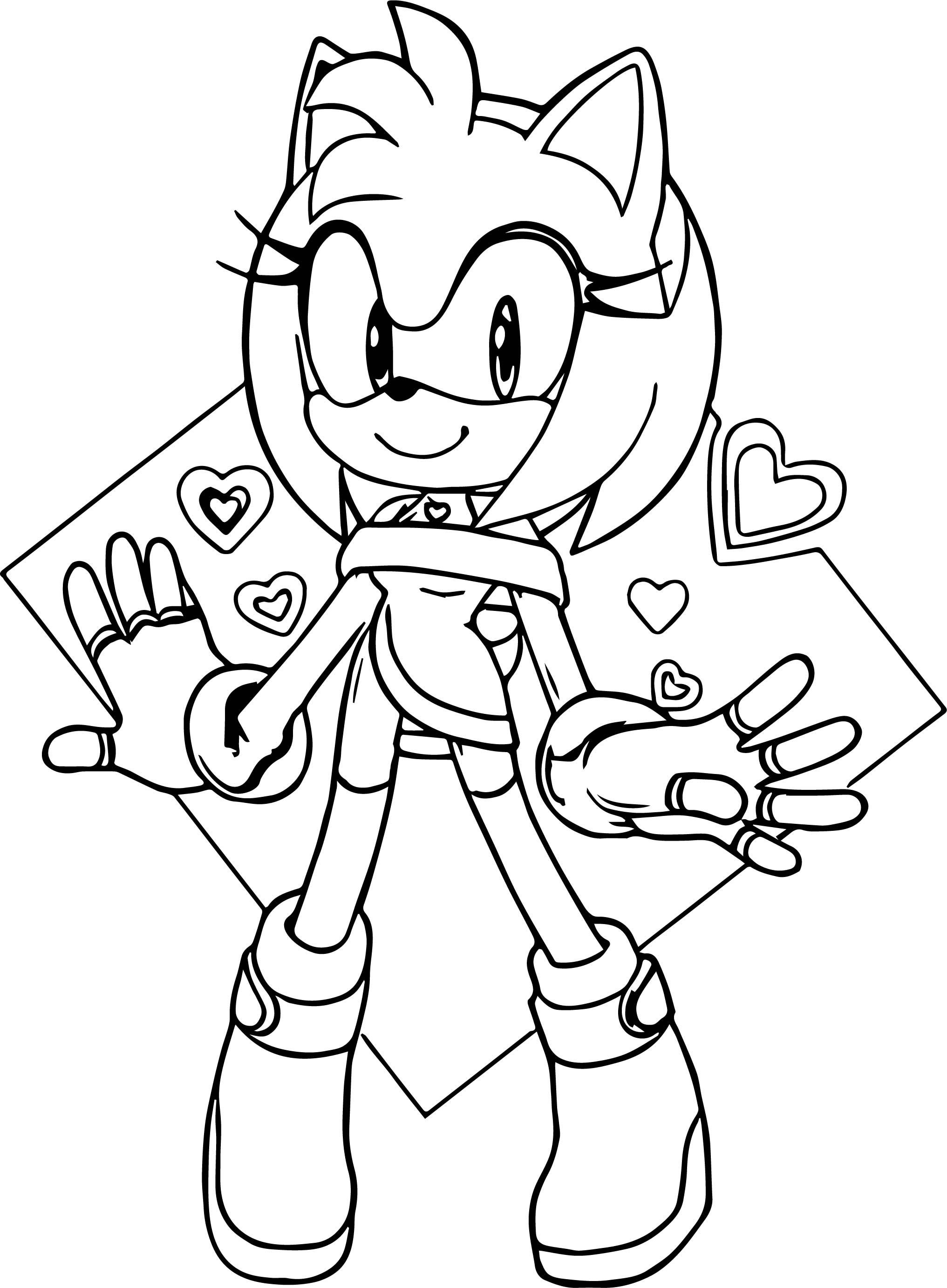 Cute Amy Rose Hearts Coloring Page