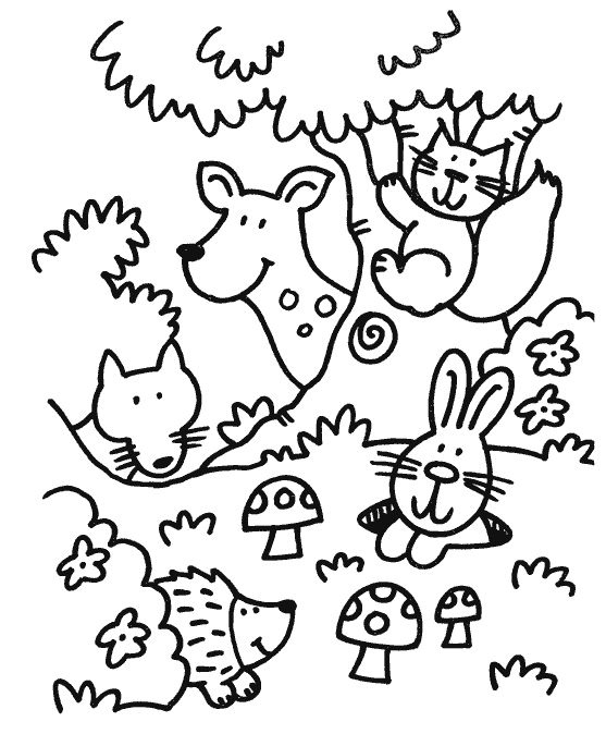Cute Forest Animals Coloring Page