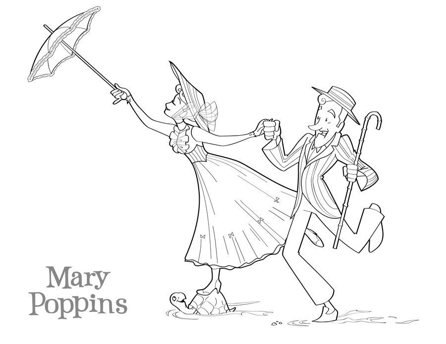 Cute Mary Poppins Coloring Page