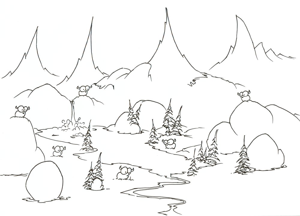 Cute Mountain Goats Coloring Page