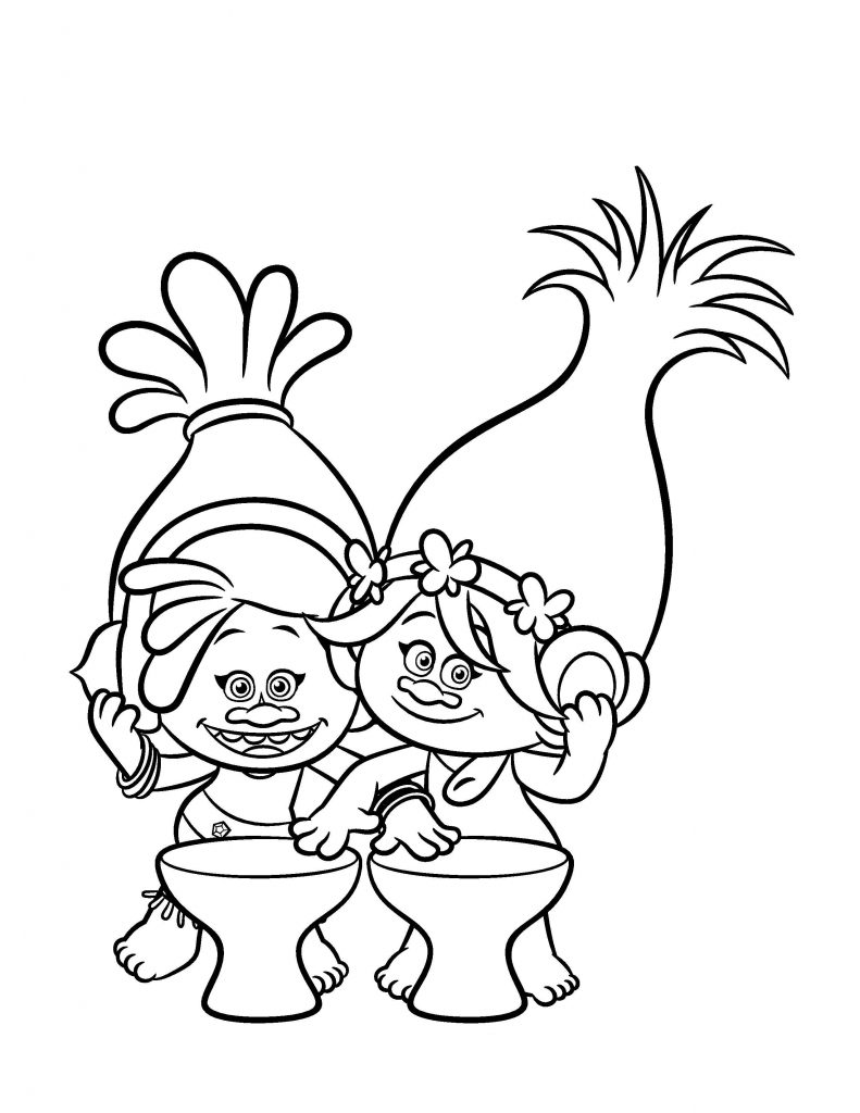 Cute Poppy Printable Trolls Coloring Page
