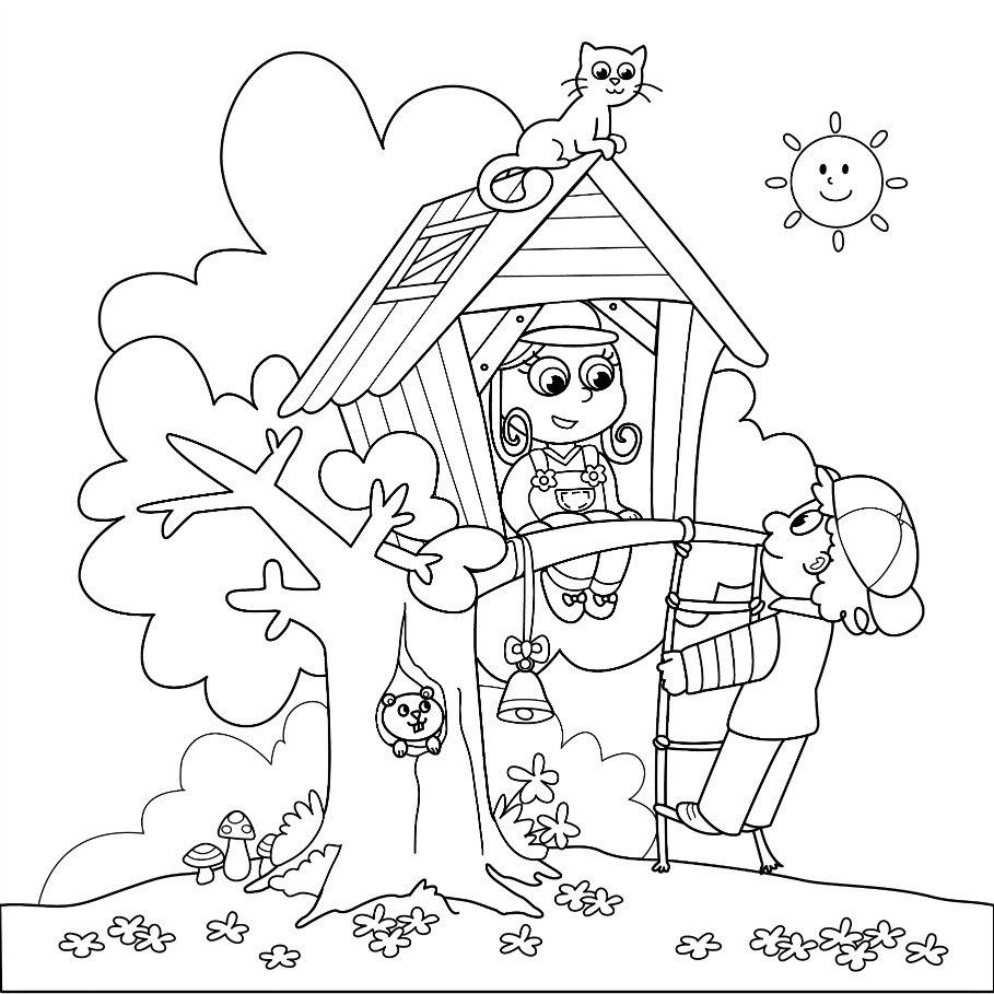 Cute Treehouse Coloring Pages