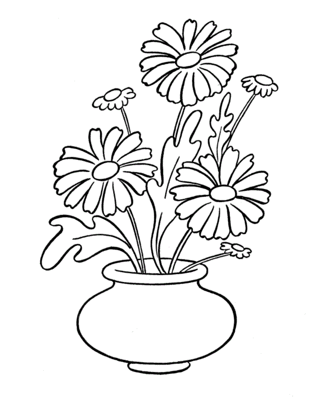 Daisies in a Vase Coloring Page