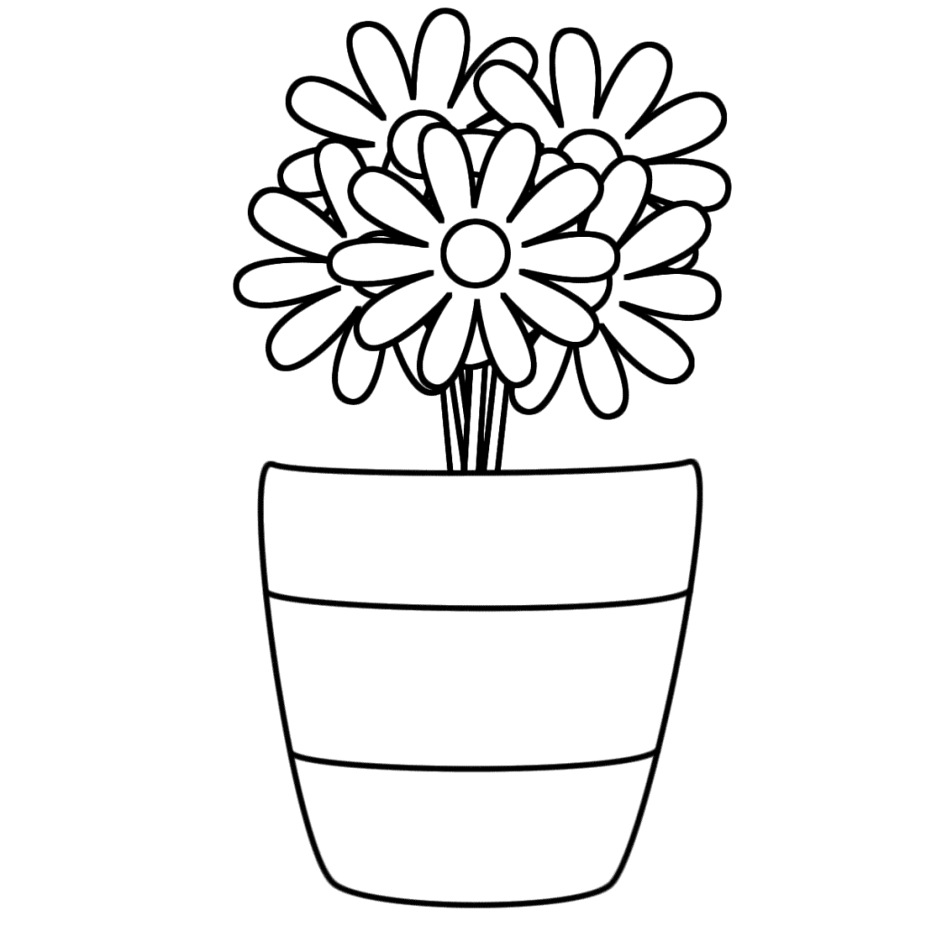 Daisy Flower Pot Coloring Pages