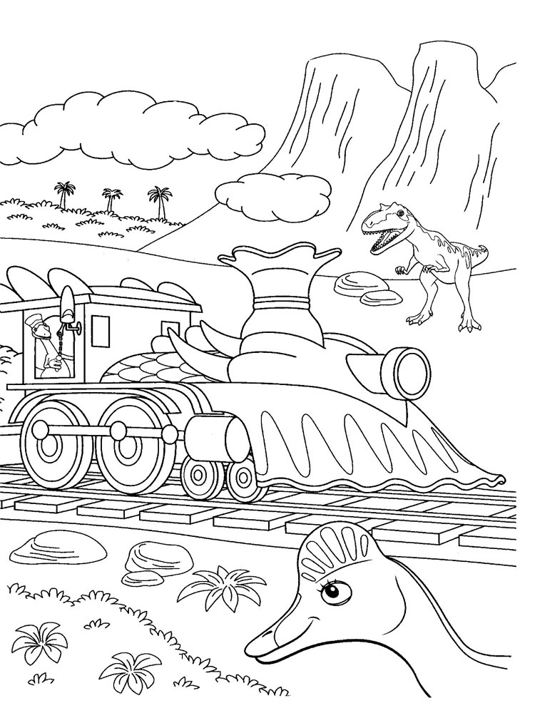 Dinosaur Train Scene Coloring Pages