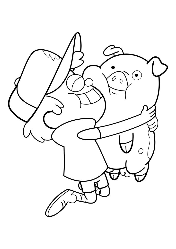 Dipper And Waddles Gravity Falls Coloring Page
