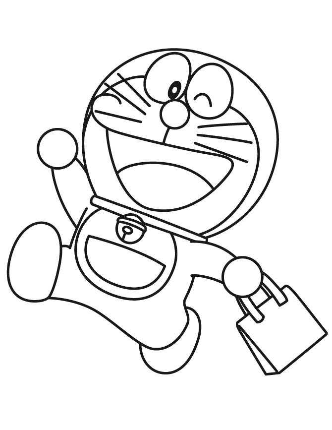 Doraemon Running Coloring Page