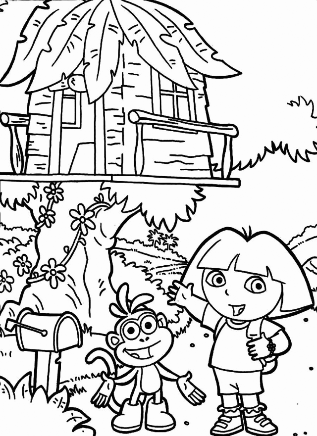 Doras Treehouse Coloring Page