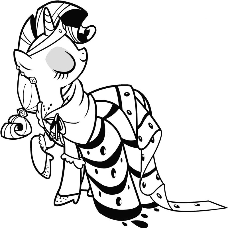 Dressed Up Rarity Coloring Pages