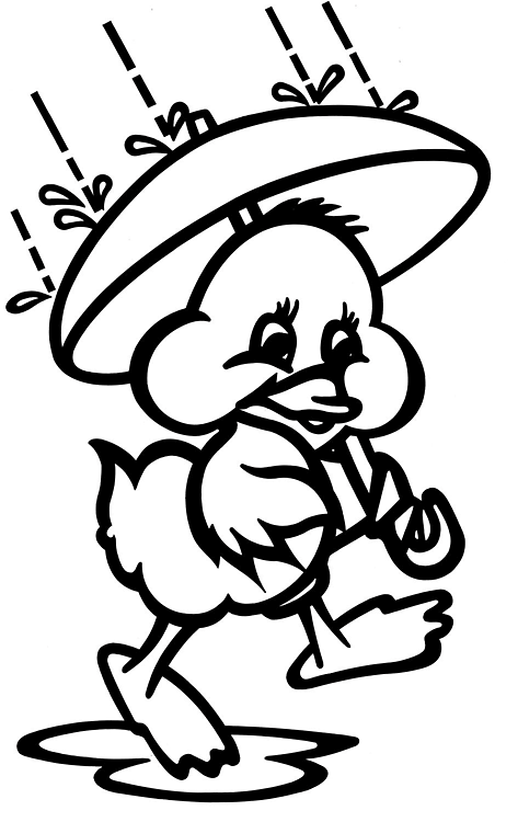 Duck Under Umbrella Coloring Page