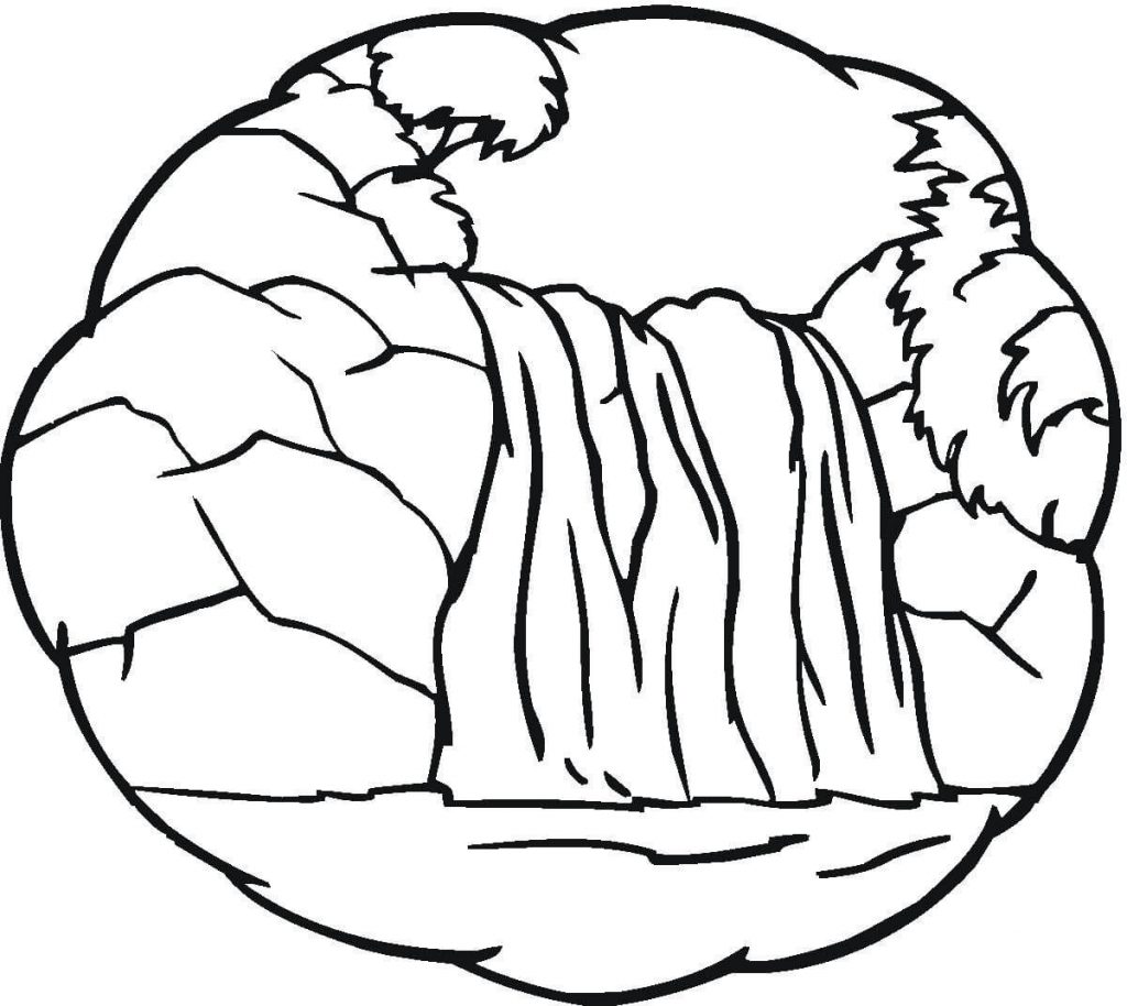 Easy Waterfall Coloring Pages