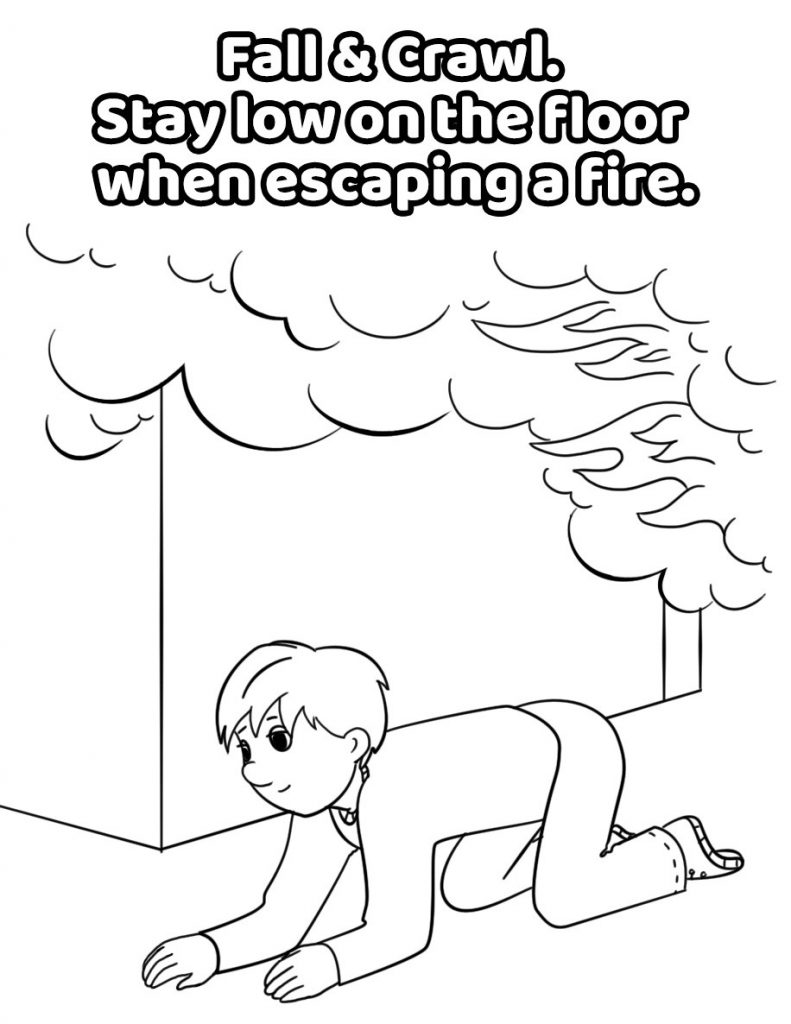 Fall and Crawl Fire Safety Coloring Pages
