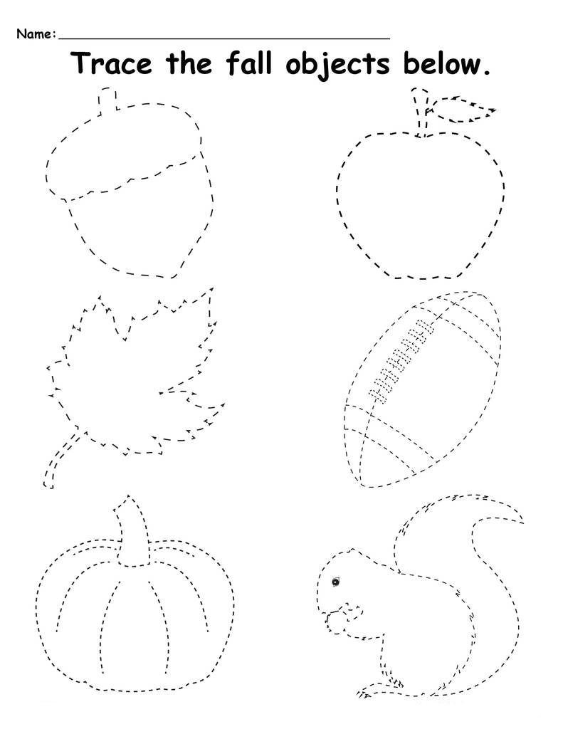 Fall Preschool Tracing Worksheets