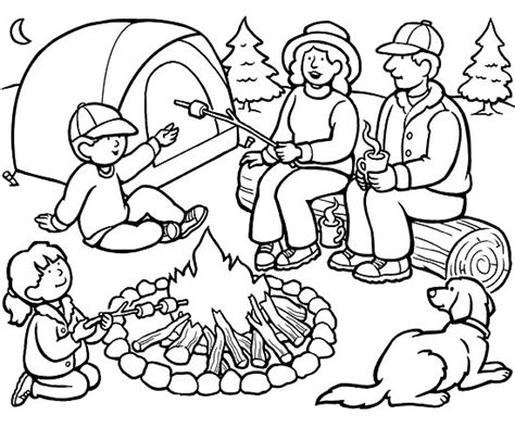 Family Camping Coloring Page