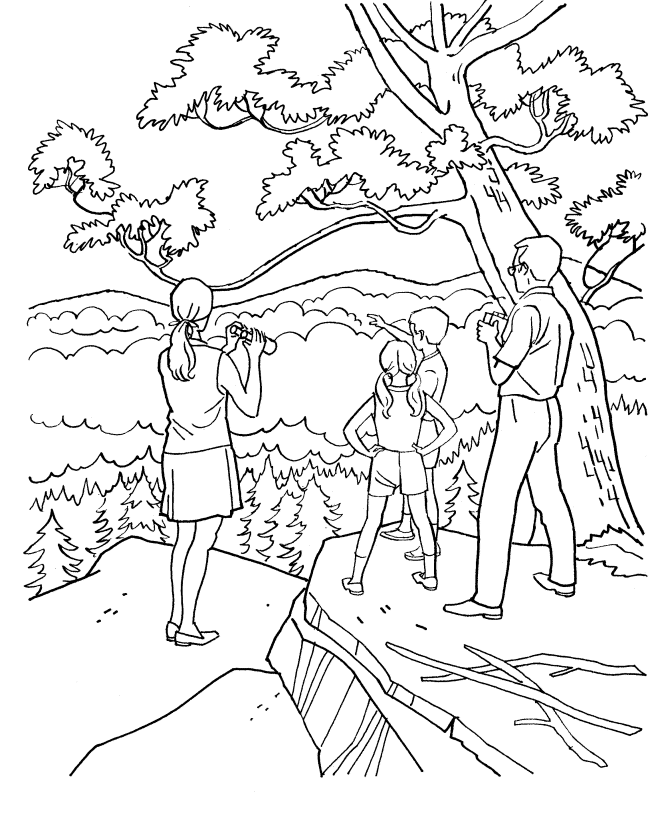 Family In The Forest Coloring Page