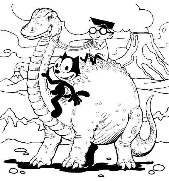 Felix And The Dinosaurs Coloring Page
