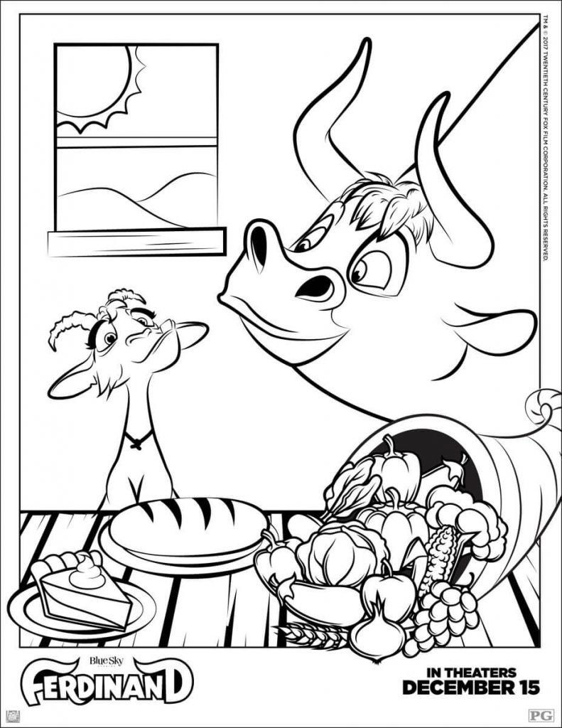 Ferdinand Thanksgiving Dinner Coloring Pages