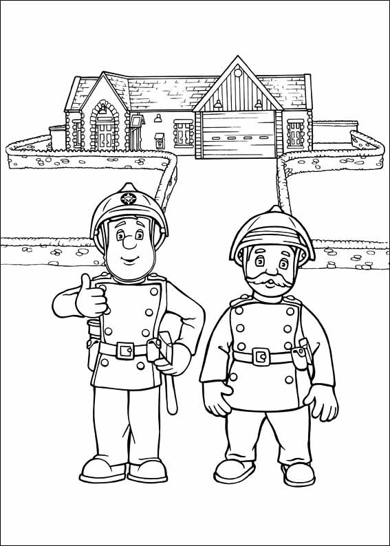 Fireman Sam And Steel Coloring Page