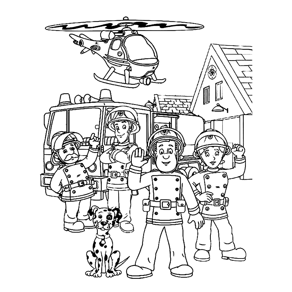 Fireman Sam Characters Coloring Page