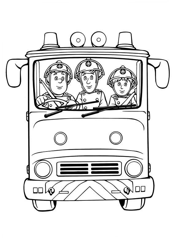 Fireman Sam Characters In Truck Coloring Page