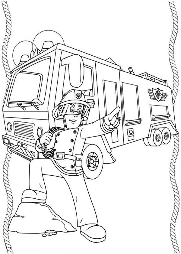 Fireman Sam Hero Coloring Page