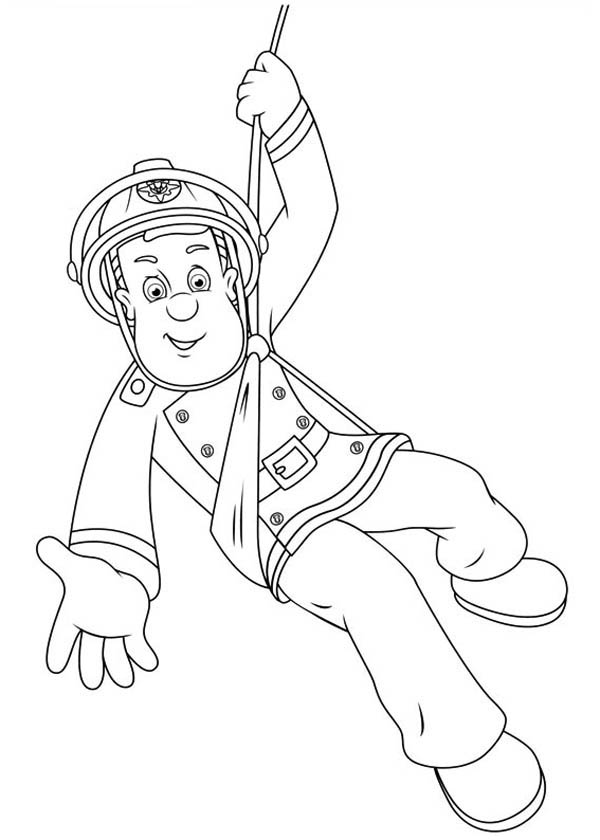 Fireman Sam Saves People Coloring Page