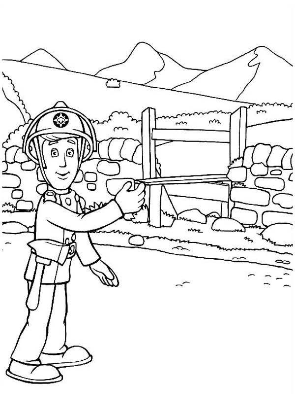 Fireman Sam Scenecoloring Page