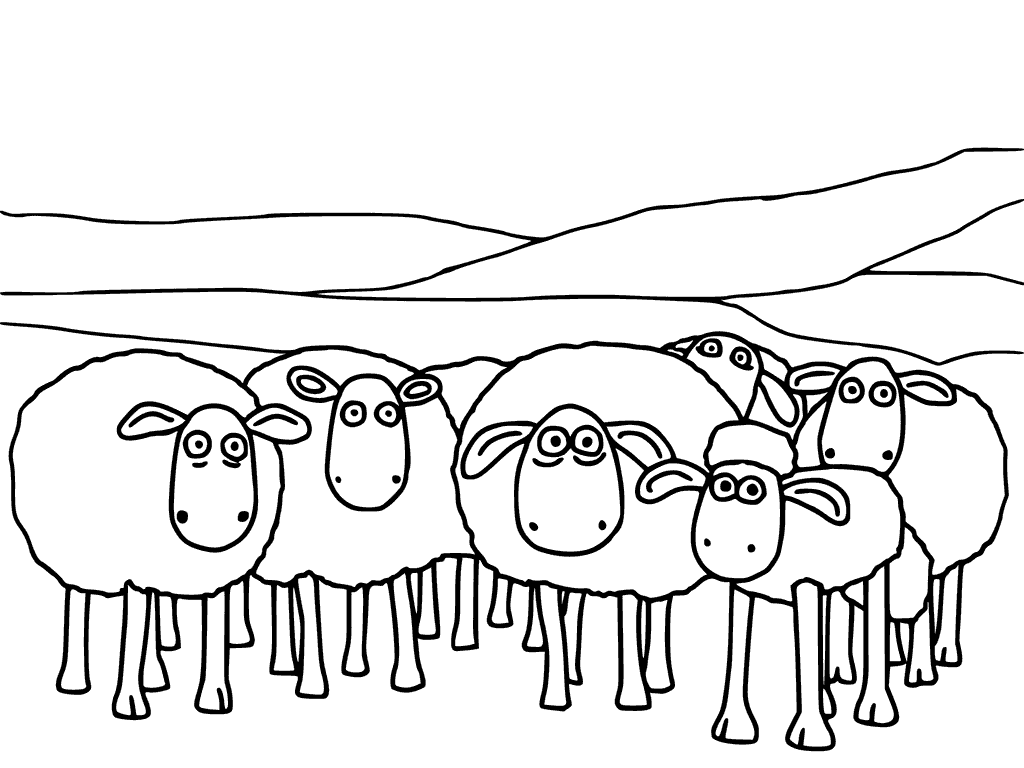 Flock Of Sheep Coloring Pages