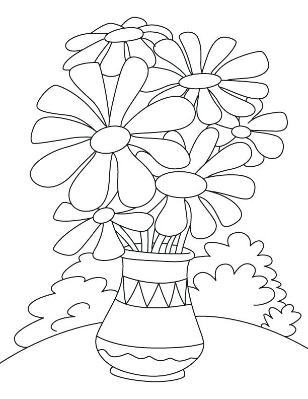 Flower Pot Printable Coloring Page