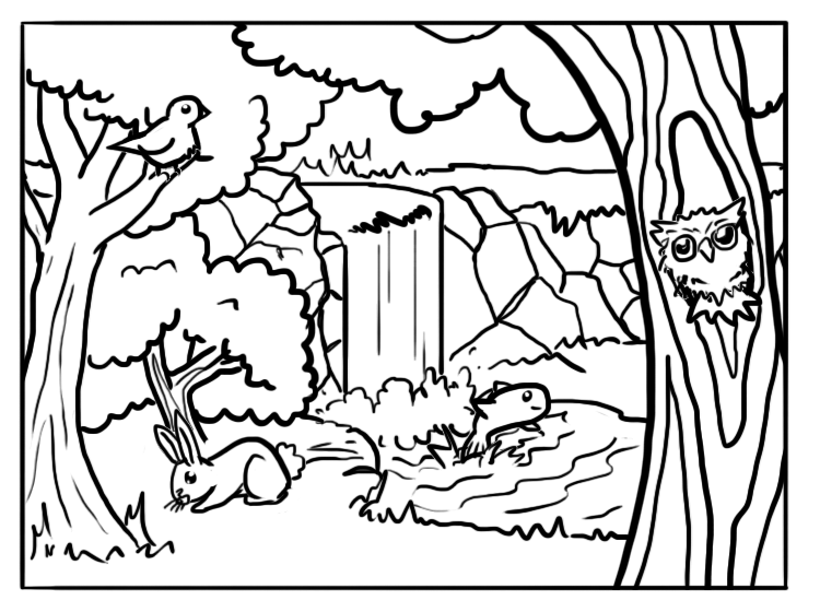Forest And Animals Coloring Page