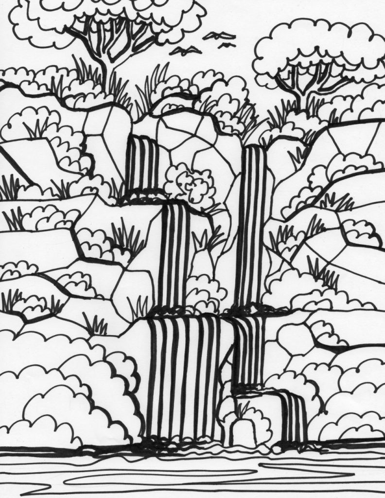 Free Waterfall Coloring Pages