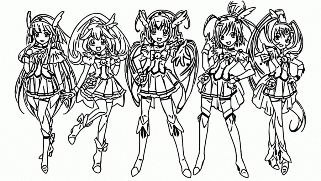 Glitter Force Characters Coloring Page