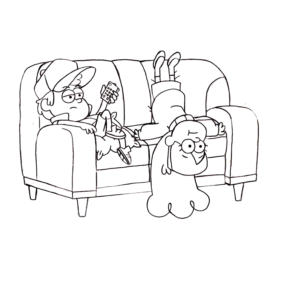 Gravity Falls Bored Mabel And Dipper Coloring Page