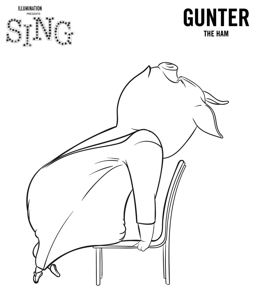 Gunter from Sing Coloring Page