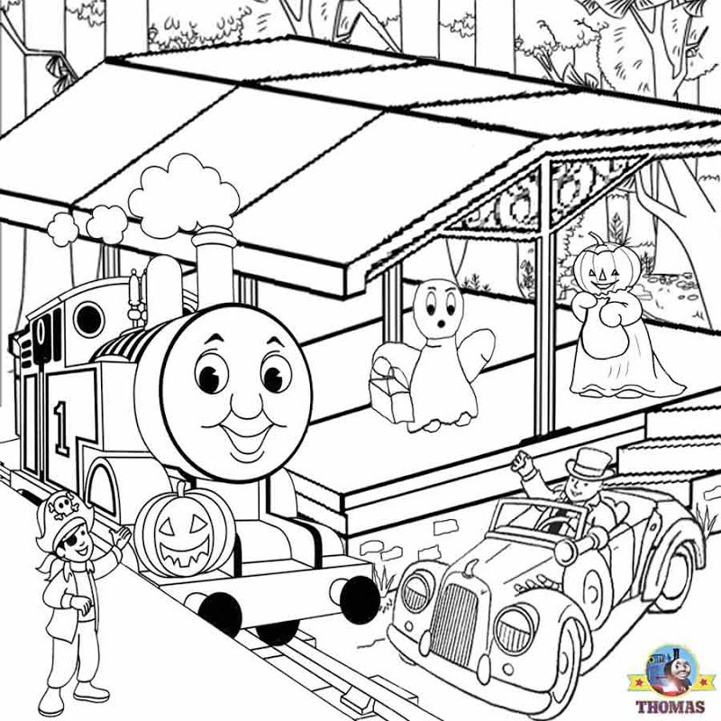 Halloween Thomas Coloring Page