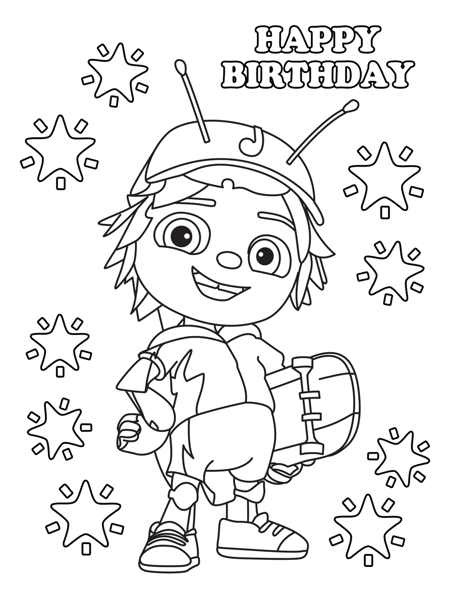 Happy Birthday Jay Beat Bugs Coloring Pages