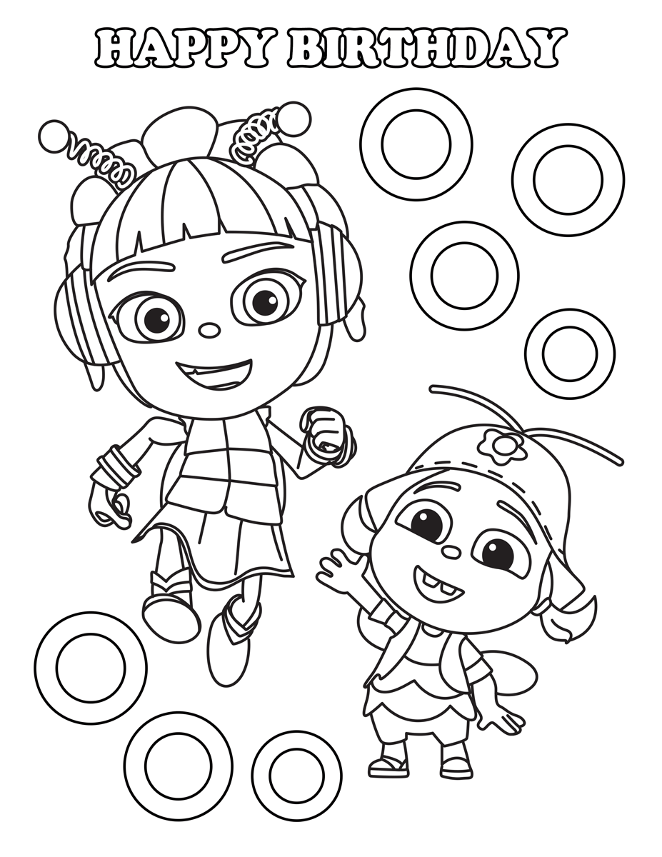 Happy Birthday Kumi Beat Bugs Coloring Pages