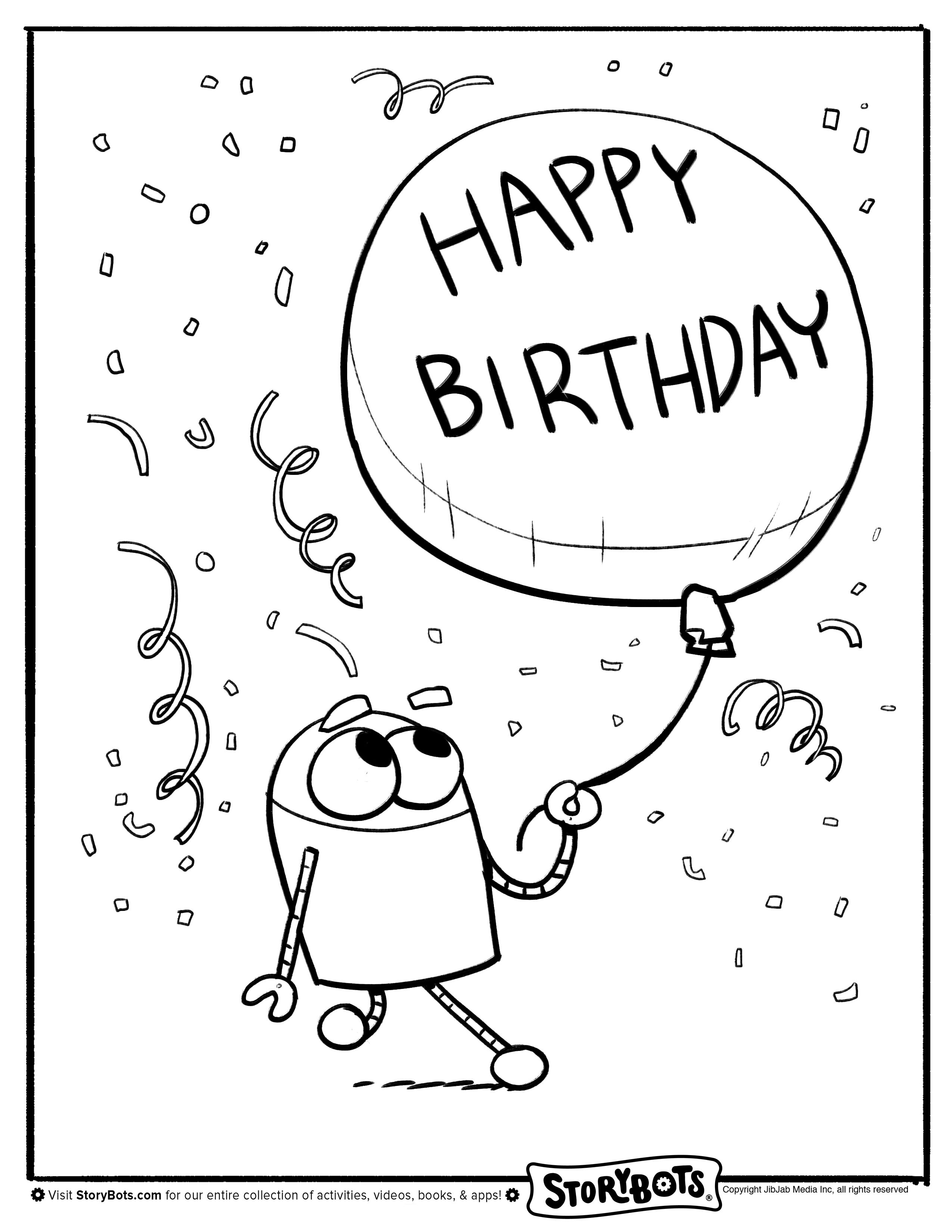 Happy Birthday Storybots Coloring Pages