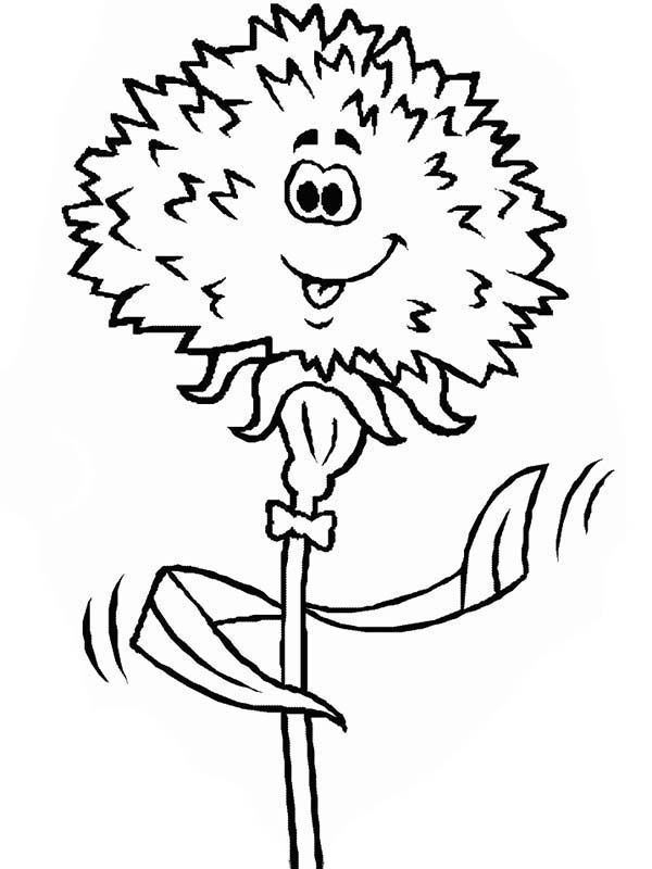 Happy Cartoon Carnation Coloring Page