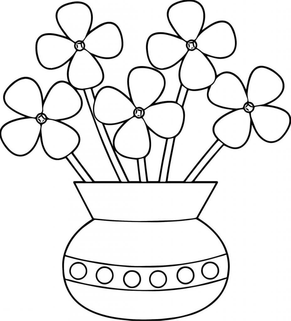 Happy Flower Pot Coloring Pages