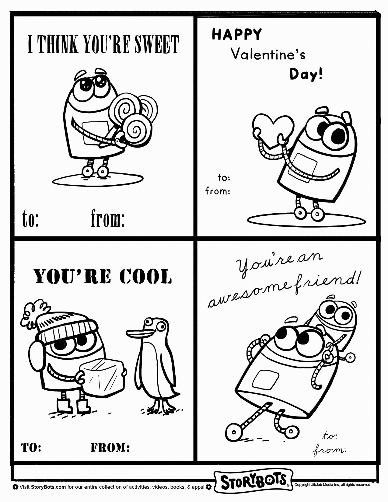 Happy Valentine Storybots Coloring Page