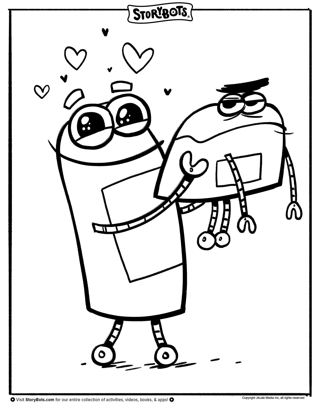 Hearts Storybots Coloring Pages
