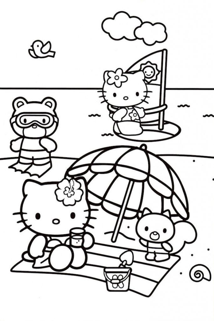 Hello Kitty Beach Coloring Pages