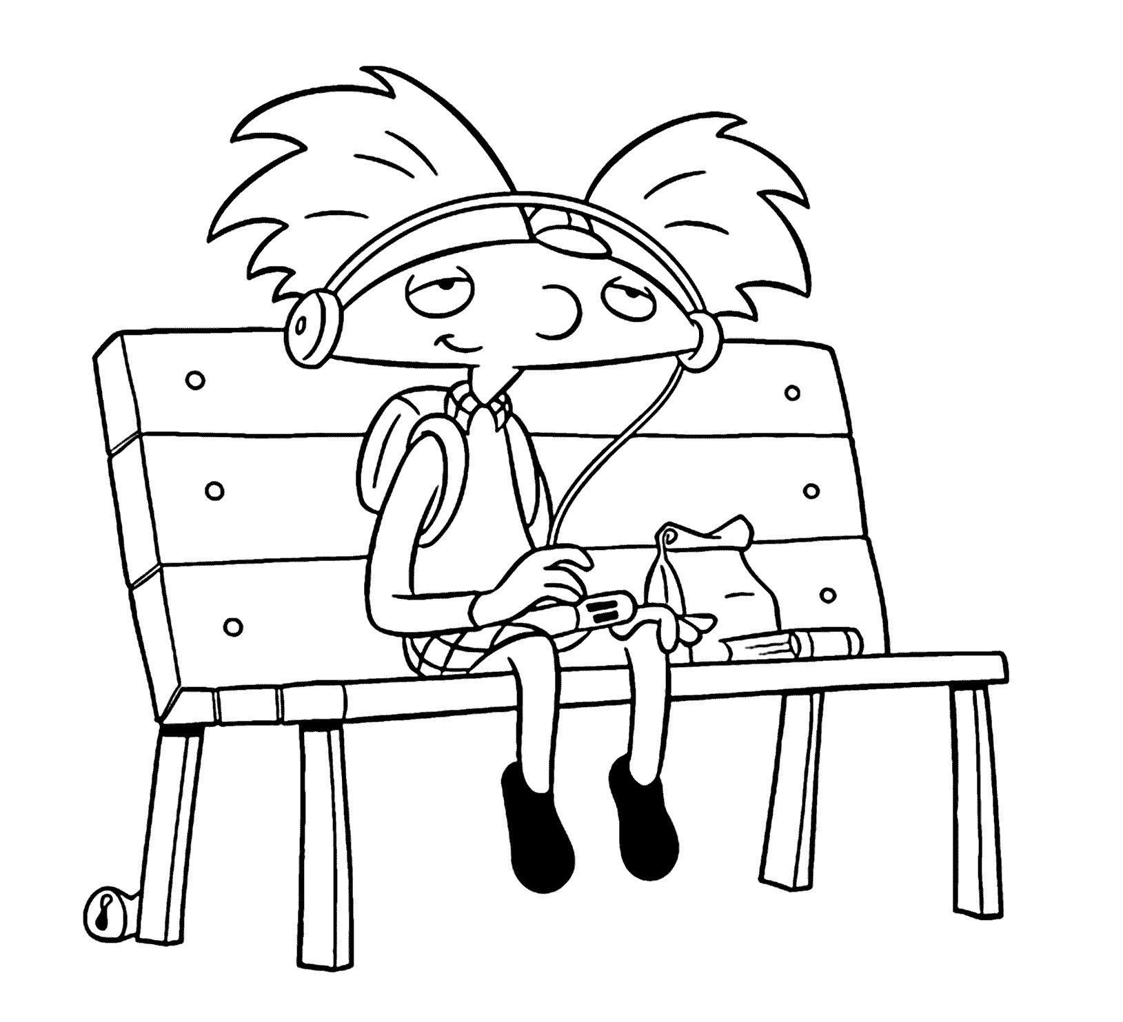 Hey Arnold Listening To Music Coloring Pages
