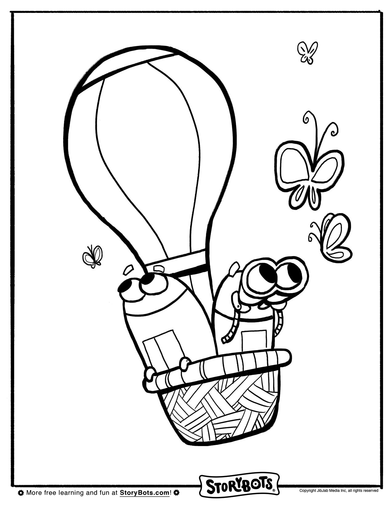 Hot Air Balloon Storybots Coloring Page