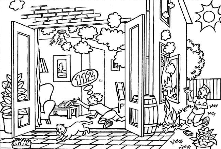 House on Fire Coloring Pages