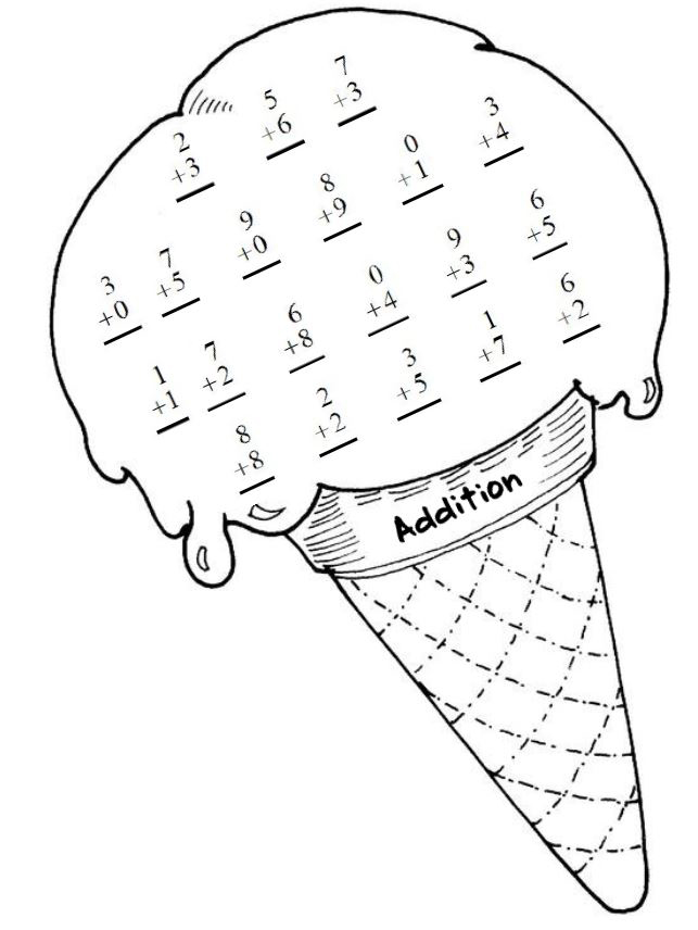 Ice Cream Addition Math Work Sheet