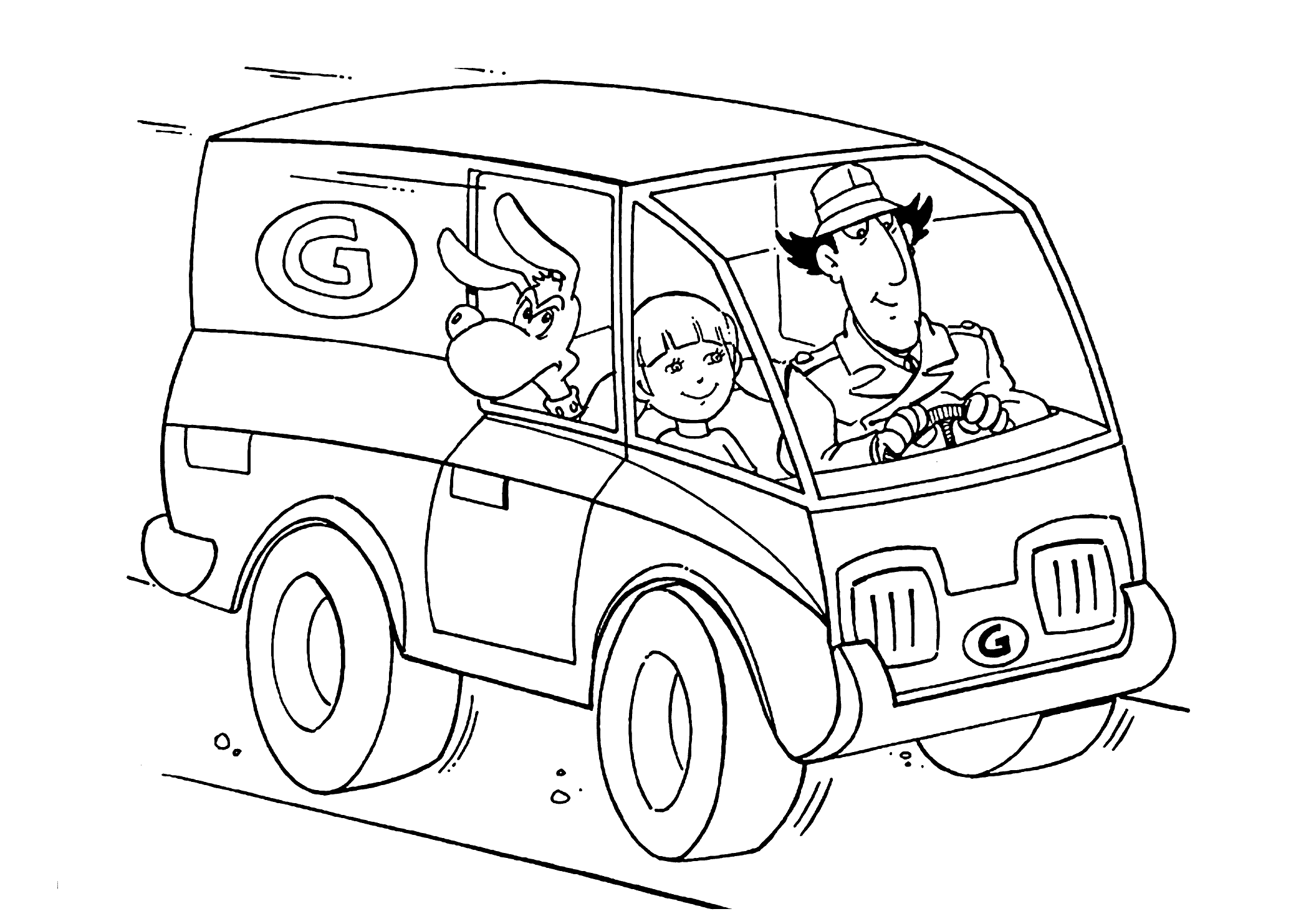 Inspector Driving Gadget Coloring Page