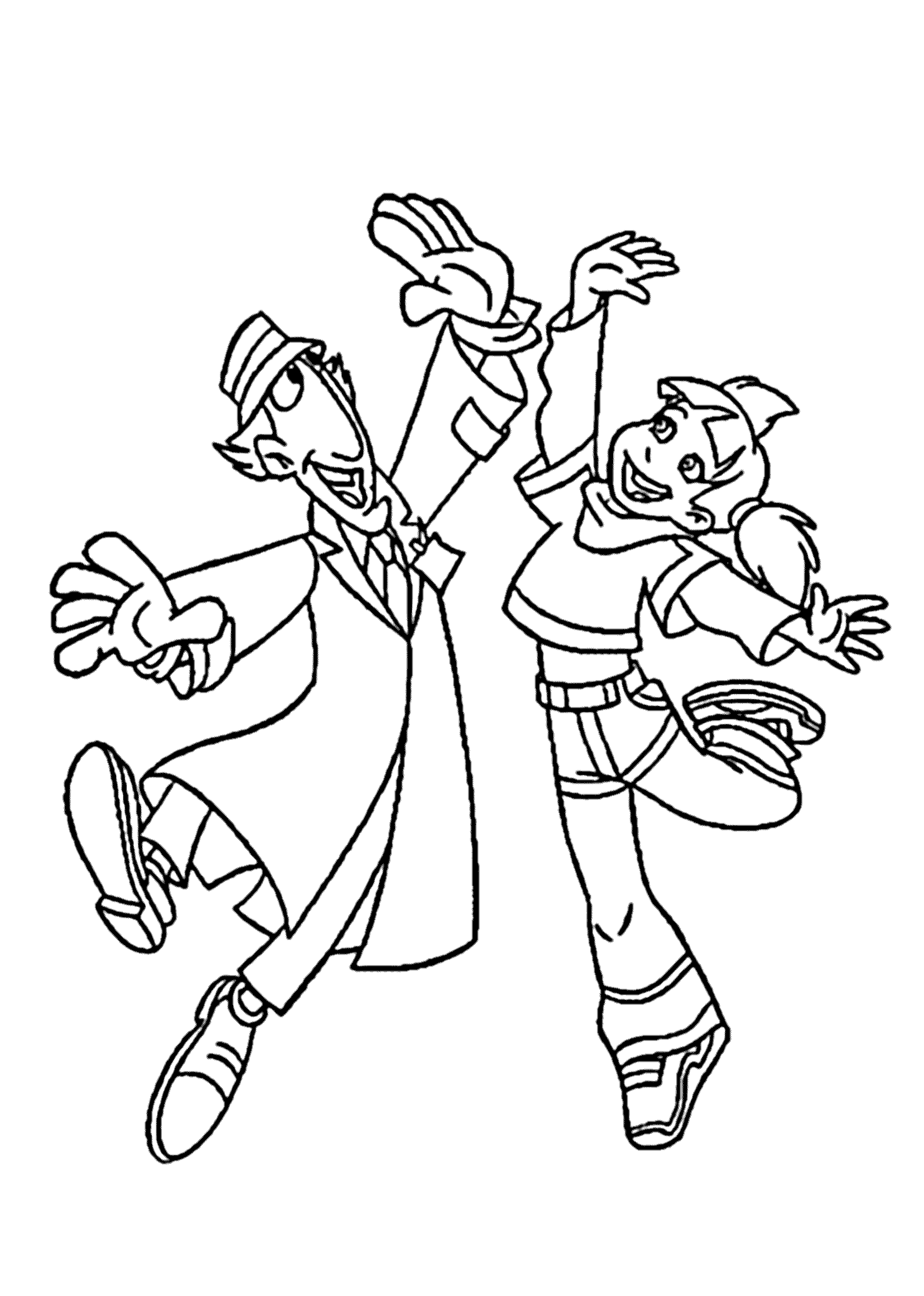 Inspector Gadget And Penny High Five Coloring Page