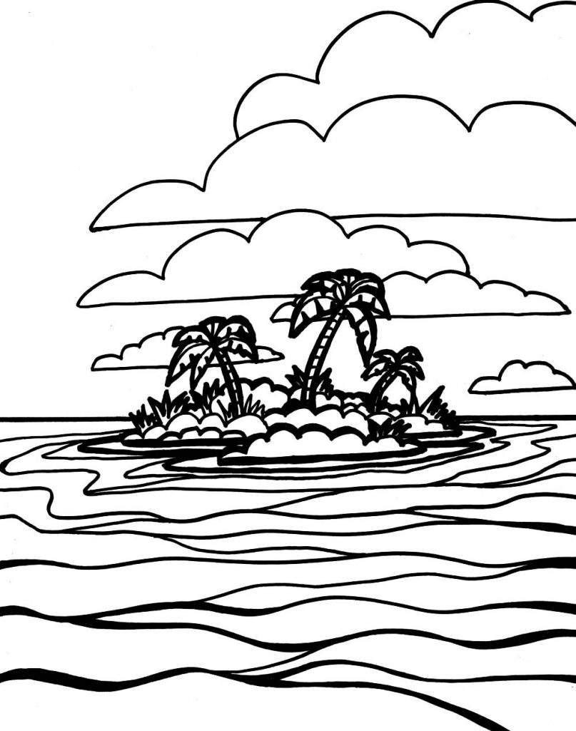 Island in the Ocean Coloring Page